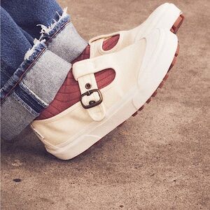 Vans Cream and Red Women's Sneakers